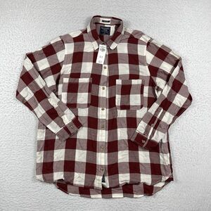 Abercrombie‎ & Fitch Shirt Womens XL Red White Check Plaid Boyfriend Top Rustic